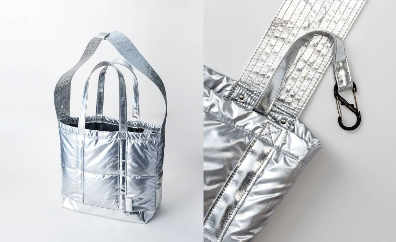 CONTAINER TOTE BAG PUFFER SILVER | 2wayペアレンツトートバッグ