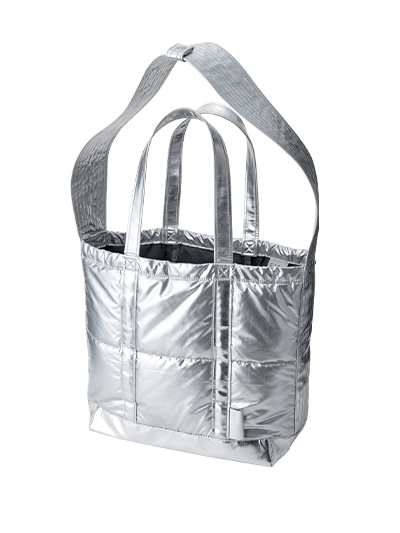 CONTAINER TOTE BAG PUFFER SILVER